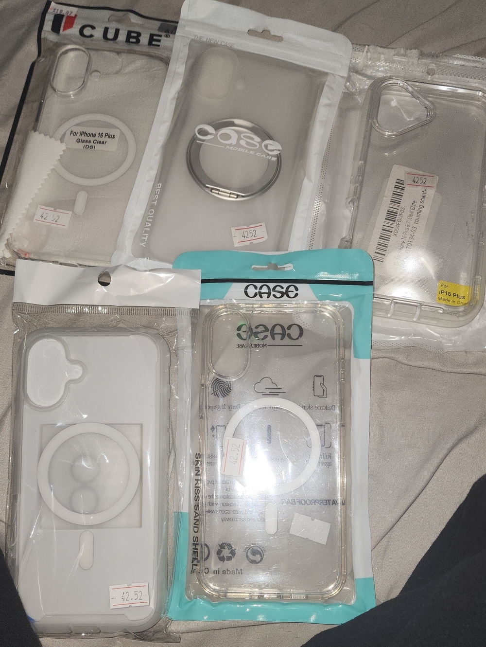 5 Clear iphone16 White Magnetic Ring Phone Case hard shell